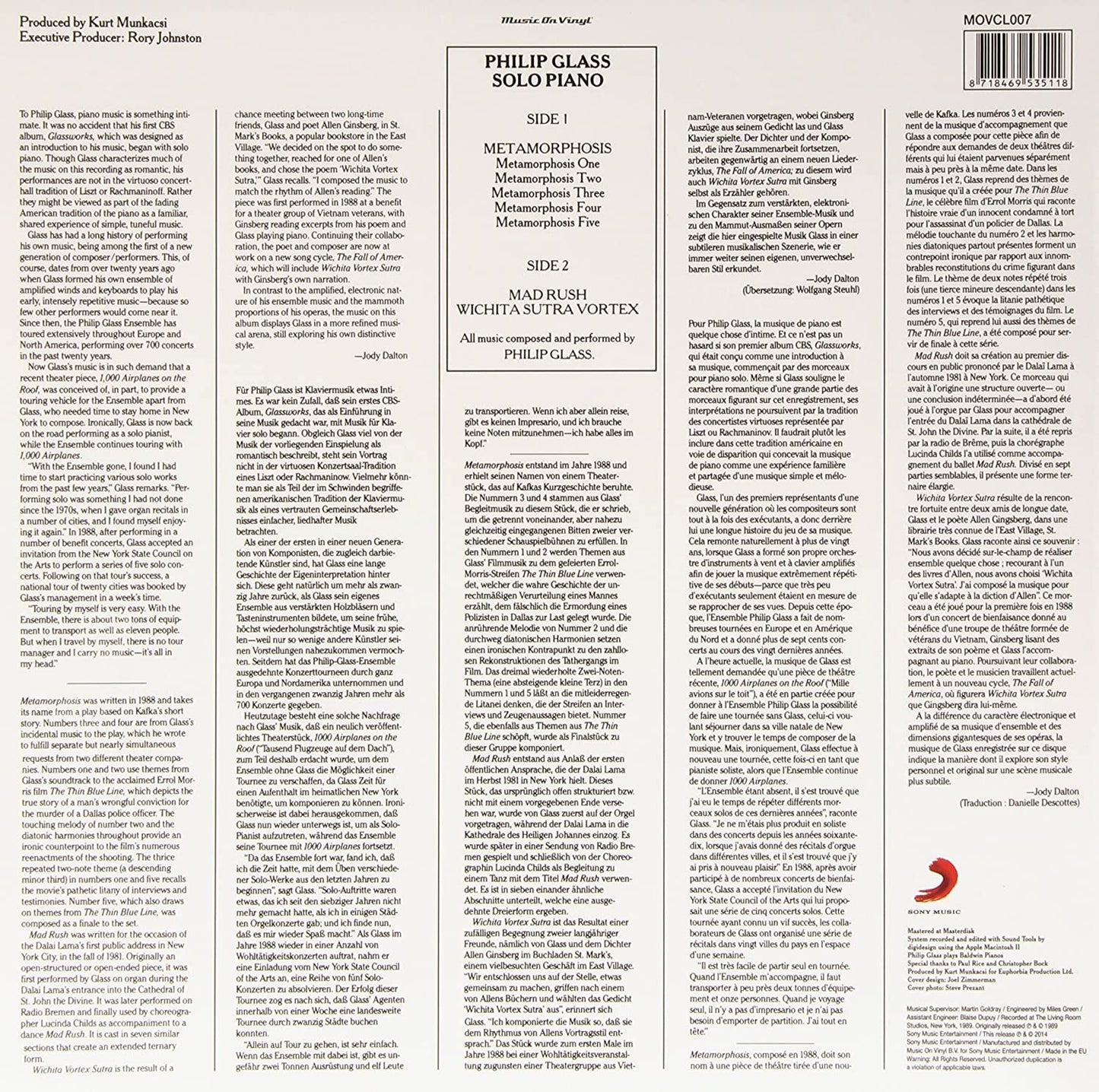 Glass, Philip/Solo Piano [LP]